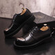 Ydl.Laort Spring and Automne Shoes en cuir à grande tête épaisses, motif de crocodile décontracté de style punk, chaussures pour hommes personnalisées, cuve de vache et tête ronde rétro littéraire 15913 HEAD METAL 39