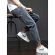 Lomon Jeans for men 2025 new straight loose spring and summer casual trousers for men slim fit men's nine-point pants 6621 black 28 2 feet 1