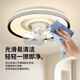 V-Power Schlafzimmer Lüfter Licht integriert intelligente Fernbedienung LED LAMP Lamp Restaurant Deckenleuchte mit Ventilator Guangdong Zhongshan Lampe 9904-J Schwarz-J-Rand-96W Nicht-Oaura-Leuchten-360-Schüttlerin Installation