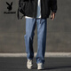 Playboy (PLAYBOY) Smoke Gray Jeans Men's Autumn 2025 Autumn and Winter New American Loose Straight Casual Long Pants Retro Trendy Brand ME Black