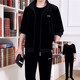 Woodpecker's new middle-aged cardigan sportswear Spring and Autumn Gold Velvet Men's Large Size Three-Piece Set Winter Warm Gold Minky Velvet Casual Set Blue 6187 Spring and Autumn Spring and Autumn Style Long Sleeves XL [Suggested 125-145Jin [Jin equals 0.5 kg]]