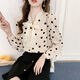 Changluzhu Knut Elgvin Leichte Luxus Innere Wear Polka Dot Chiffon -Hemd für Frauen Herbst Neues koreanisches Stil modische Schlankung Bow Aprikosenfarbe 9738# One Size