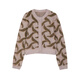 Jnby / Jiangan tissu automne et hiver cardigan tricot pour les femmes rétro jacquard cou court rond pull tridimensionnel 5n0313770-690 / poudre mélangée s