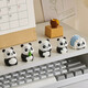 Collection of cute giant panda small ornaments, cute panda doll desktop small ornaments for classmates to give birthday gifts for children, happy panda (set of 7) + gift box + light string