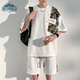 
Dingfengbaoluo casual suit summer shorts shorts thin loose breathable sports men's suit TZ054 white 2XL