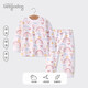 Puppy Big Children's autumn clothes, autumn pants, pure cotton, men and women's baby underwear set, autumn and winter pajamas 1421 Rainbow Pig 140 cm recommended for 7-8 years old/shoulderless buttons
