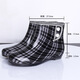 傲列日韩春夏通用成人雨鞋女款短筒雨靴水鞋纽扣低帮水靴胶鞋雨鞋 红纹 38