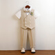 Wengeao (Wengeao) Kinderkleider Boy Host Kleidungskleidung Blumenjungenanzuganzug Anzug Set Kindertagempfänger Kostüm Prince Anzug Khaki Weste + Kurzärmele + Hosen