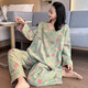 裁雨留虹胖mm睡衣女春秋大码复古中国风碎花棉纱家居服加肥加大200斤 yz16802 4XL  130-180斤