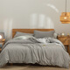 Grace simple cotton yarn-dyed washed cotton four-piece bed sheet set Gray dense strip 1.8m bed sheet set four-piece set Grace simple cotton yarn-dyed washed cotton four-piece bed sheet set Gray dense strip 1.8m bed sheet set four-piece set