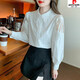 
Piercadian embroidered cotton shirt for women's autumn new fashion embroidered white shirt loose and versatile long-sleeved top CY9227 White 2XL [Suggested 131-145Jin [Jin equals 0.5 kg]]