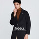 Jodoll Jodoll [handgefertigte doppelseitige Wollwolle] Mantel für Herrenbrosche Fell Wolle warme mittelgroße Wolljacke mit mittlerer Länge Wollkohle Schwarz 48