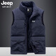 JEEP SPIRIT Outdoor Jeep Vest Men's Autumn and Winter Multi-Pocket Vest Loose Large Size Men's Fishing Vest Men's Jacket Mountaineering Wear Khaki 2XL