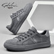 Shachi Herrenschuhe Herbst und Winter Neue Brettschuhe Herrenschuhe der Gelegenheitsschuhe Mode Britisch vielseitige Leinwandschuhe flache Schnürschuhe Männer Grau 41 (255 mm) Lederschuhgröße