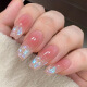 Meine sieben Tage 2024 Neue handgefertigte Rüstungen mit mittlerer Länge mit mittlerem Eis durchscheinend Aurora Diamond Blush Nagelkunstplatte Finger 24 Tabletten bis 1047# Crystal Purple Butterfly Trage Tool Kit Style