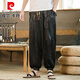 Pierre Cardin Ice Silk Casualhose Herren Sommer dünne Haremhose Chinesische Dragon Muster Print Trendy Brand Tang Anzug geschnittene Hosen Schwarz M.
