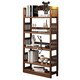ZHURLINS solid wood bookshelf floor-to-ceiling living room storage rack bedroom storage rack home student study simple corner bookcase 80cm five-layer walnut color imported rubber wood