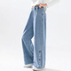 
I.KARNOW girls denim wide-leg pants children's fashionable Korean version 2025 new spring straight-leg pants medium-large children's casual trousers 13068 blue + 13062 light blue grid 120