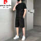 皮尔卡丹（pierre cardin）纯棉2023新款冰丝短袖T恤套装男士休闲运动两件套男装宽松夏季潮 671灰色套装 XL 130斤-145斤