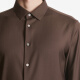 Jinba Men's Clothing Spring and Autumn Workplace Youth Solid Color Tip Collar Long Sleeve High-end Shirt BAGT3937 Deep Coffee M