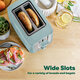 BELLA 2-Slice Toaster - Auto Shut-Off Extra-Wide Trough Removable Crumb Tray Cancel/Defrost/Reheat - Light Green