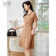Chushen versatile short-sleeved dress for women's temperament drooping waist commuting dress S132Q1390