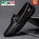 
CARTELO crocodile (CARTELO) men's 2025 new leather spring and autumn men's shoes breathable hollow soft sole one foot pedal driving casual leather shoes trend brown 9905 41 [Standard size of leather shoes]