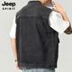 JEEP SPIRIT2025秋季新款复古工装牛仔马甲男春秋季黑色无袖背心男装坎肩外套 9216蓝色 3XL