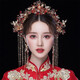 Haiyiduo bridal hair accessories, Xiuhe clothing headdress, wedding bride's tassels, walking phoenix crown, Chinese wedding dressing gown, elegant and beautiful, model headdress set + ear clip style