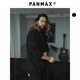 PANMAX大码潮牌男装休闲立体加厚毛衣设计感不扎肤圆领套头针织重磅上衣 黑色 5XL