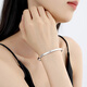 Aido diamond pt950 platinum bracelet for women, shiny plain ring, glossy oval chaise bracelet, inner diameter 58mm, weight 14.44g, width about 4.0mm
