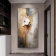 Huaixue golden abstract entrance painting decorative painting modern simple front door corridor end hanging painting vertical high-end mural JD13691 70*140 (recommended walls of 0.9 meters-1.0 meters) textured oil canvas aluminum alloy black frame