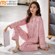 Modal Frühlings- und Herbst reiner Baumwollpyjamas für Frauen mit langärmeligen Revers Cardigan Cotton hautfreundlich und komfortable Frauen-Freizeitkleidung für Frauen 39m9793 m [80-105jin [Jin gleich 0,5 kg]]]