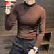 Pierre Cardin Turtleneck Bottoming Shirt Men's Thin Long Sleeve Slim 2025 New Autumn Tight Striped Mid-Collar Knitted Sweater Dark Brown 2XL Recommended 150Jin Jin is equal to within 0.5kg