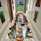 3D vertigo carpet can be cut, 3D thrilling corridor aisle carpet, long stairway carpet, fully covered custom door mat, seven stones, 40*60 cm, rectangular