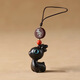 Jingyuan Pavilion jusqu'à Ping'an Santalwood Deer Keychain Car Pendant Couple Couple de téléphone mobile Chaîne suspendue Décoration Hanging Yilu [Ping'an] Barbie Sandalwood - Modèle de trèfle