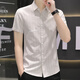Romon Ice Silk Shirt à manches à manches à manchette pour hommes Ultra-Thin Gradient Couleur décontractée Half-Mousveved Collar Vêtements Handsome Men's's Clothing 844 Green L