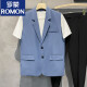 ROMON vest men's vest jacket suit collar ins trendy versatile black casual work jacket J01 black S