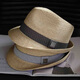
Tochino high-end Rafi hat men's adult summer sun hat beach hat women's sun protection short edge vacation jazz hat grey striped belt large size L58-61CM