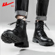 Huili Men's Shoes Martin Boots Men's British Trendy Shoes Winter Plus Velvet retro motocicleta botas para hombres de trabajo