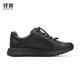 Jiannong Chunqiu Men's Calf leather comfortable, non-slip, light flip, quick putting on and off sports business leather shoes X880 Black 43