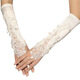 
Bone Burning New Autumn and Winter Wedding Dress Gloves Long Fingerless Embroidered Lace White Bridal Wedding Accessories Ivory White