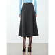 Langzi winter new style retro temperament French elegant wool umbrella skirt mid-length skirt for women dark gray L