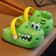 Gesufan children's slippers summer new small dinosaur cartoon non-slip soft bottom children's indoor home boys' children's slippers green 26/27 inner length 17 suitable for feet 16 cm long