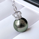 Muqin black and white gold pearl Tahitian black pearl pendant 18K gold crown seawater black bead necklace single women's gift