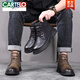 Cartelo Martin Boots Hombres de otoño e invierno Nuevas botas de cuero para hombres Botas de trabajo de estilo británico Botas cálidas y no deslizantes Botas de suela gruesa 9901 Caki Single Shoes 40