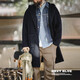 Maden Workwear American retro college style wool woolen coat hooded warm mid-length wool jacket men's winter navy blue M (170)