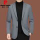 皮尔卡丹（pierre cardin）休闲西装男新款男士西服中年单西春秋夹克外套修身爸爸上衣 黑色ZJ9889 XL 180