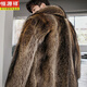
Hengyuanxiang new raccoon fur men's coat wolf fur men's mink coat fur integrated mid-length men's winter clothes brown L