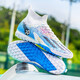 Wejiesess zapatillas de fútbol alta para hombres y mujeres TF uñas rotas para adultos y adolescentes y estudiantes competiciones infantiles para personas y concursos de entrenamiento de hierba para zapatos para mandarín pato plateado negro + luna blanca uñas rotas 42 [calcetines y bolsa de zapatos]